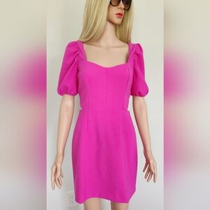 FRENCH CONNECTION HOT PINK FUCHSIA LINED FITTED CUTOUT MINI SHORT DRESS 6